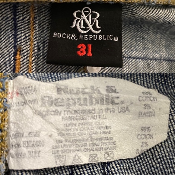Rock and Republic Medium Blue Wash Slim Bootcut Jeans Denim 31 Crop Short Length - Picture 3 of 16